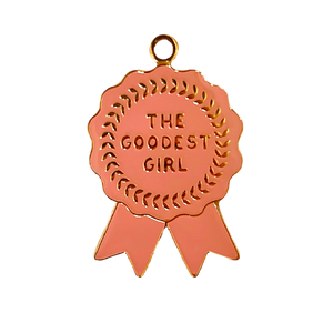 Dusty Pink Ribbon Award Goodest Girl Pet ID Dog Cat Collar Tag