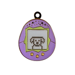 Load image into Gallery viewer, Nostalgia Tamagotchi Virtual Pet Enamel Pet Tag in purple small size
