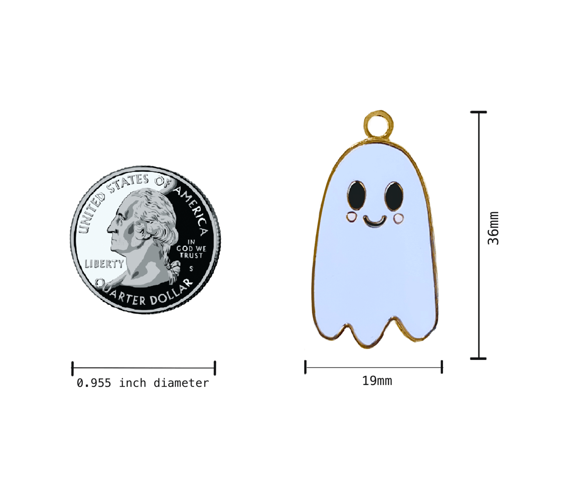 Cute ghost tag pet id tag measurements