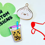Load image into Gallery viewer, Cute Kawaii Bubble Tea Boba Dumpling Bao Siopao Pet ID Collar Tags for Dogs Cats Puppy Accessory
