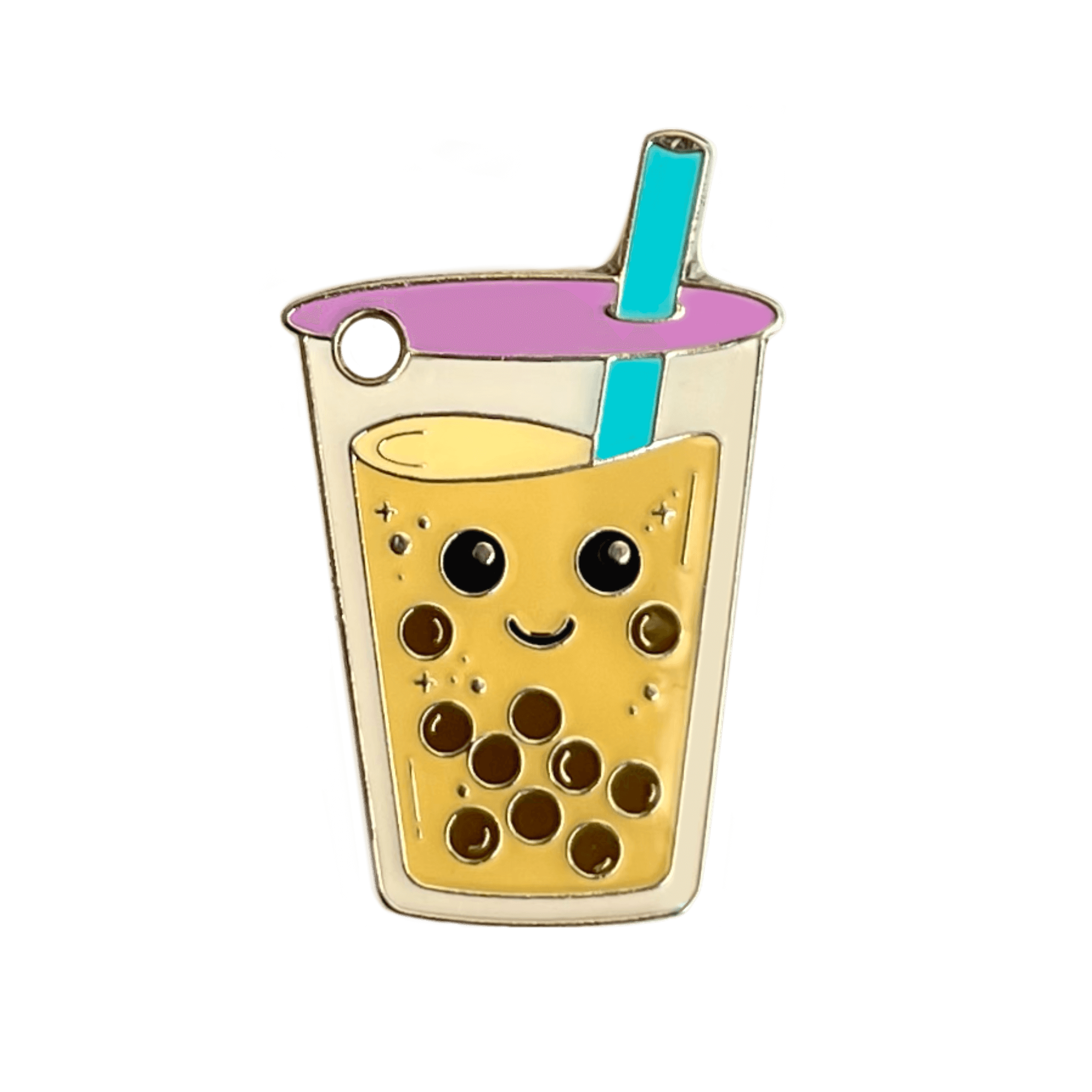 Cute Kawaii Boba Milk Tea Enamel Pin Pet Tag Keychain