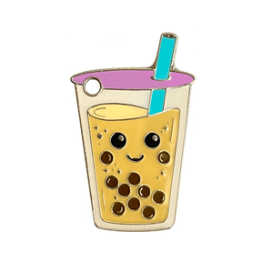 Cute Kawaii Boba Milk Tea Enamel Pin Pet Tag Keychain