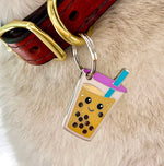 Load image into Gallery viewer, Alaskan Klee Kai dog wearing durable PET iD tag of Boba Bubble Tea Milk Tea
