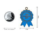 Load image into Gallery viewer, Goodest Boy Ribbon Award Enamel Pet Tag Measurements
