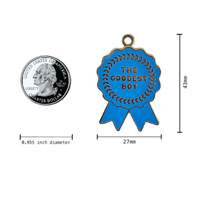 Goodest Boy Ribbon Award Enamel Pet Tag Measurements
