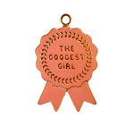 Load image into Gallery viewer, Dusty Pink Ribbon Award Goodest Girl Pet ID Dog Cat Collar Tag
