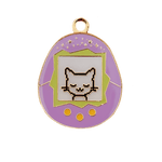 Load image into Gallery viewer, Cat Tamagotchi Enamel Pet Cat Collar ID Tag in Purple
