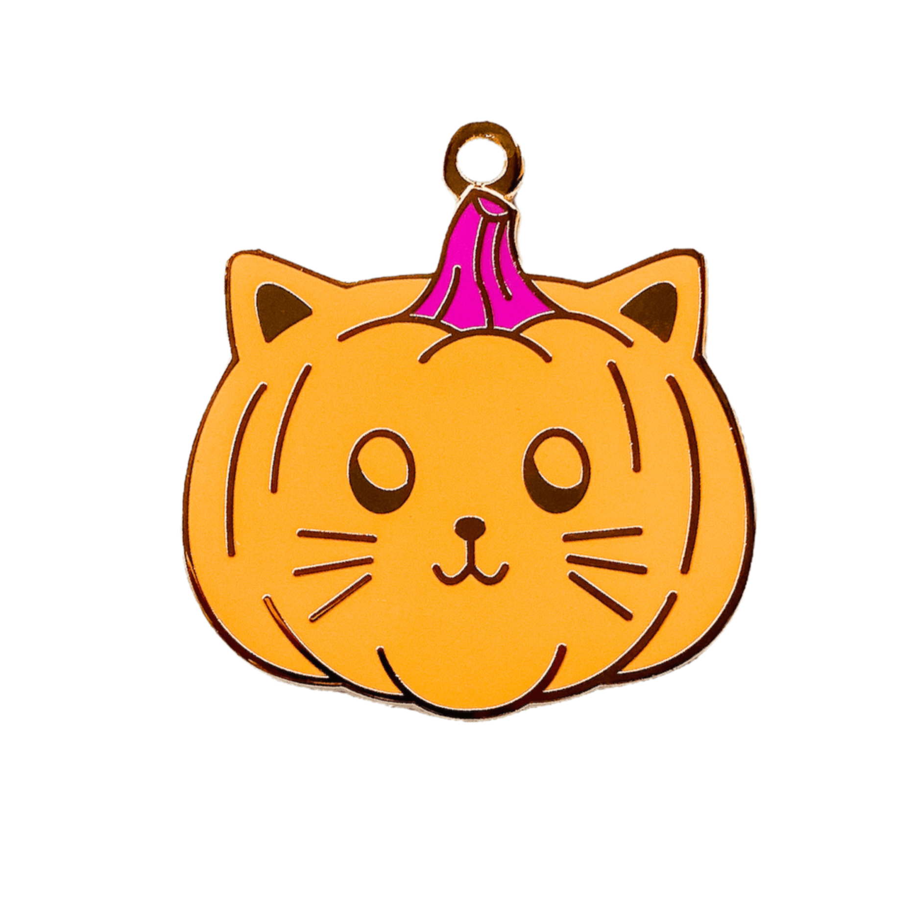 CUTE HALLOWEEN PUMPKIN CAT O LANTERN ENAMEL CAT PET ID TAG KEYCHAIN