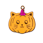 Load image into Gallery viewer, CUTE HALLOWEEN PUMPKIN CAT O LANTERN ENAMEL CAT PET ID TAG KEYCHAIN
