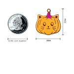 Load image into Gallery viewer, KAWAII HALLOWEEN PUMPKIN CAT O LANTERN ENAMEL CAT PET ID TAG KEYCHAIN MEASURES 30x32mm
