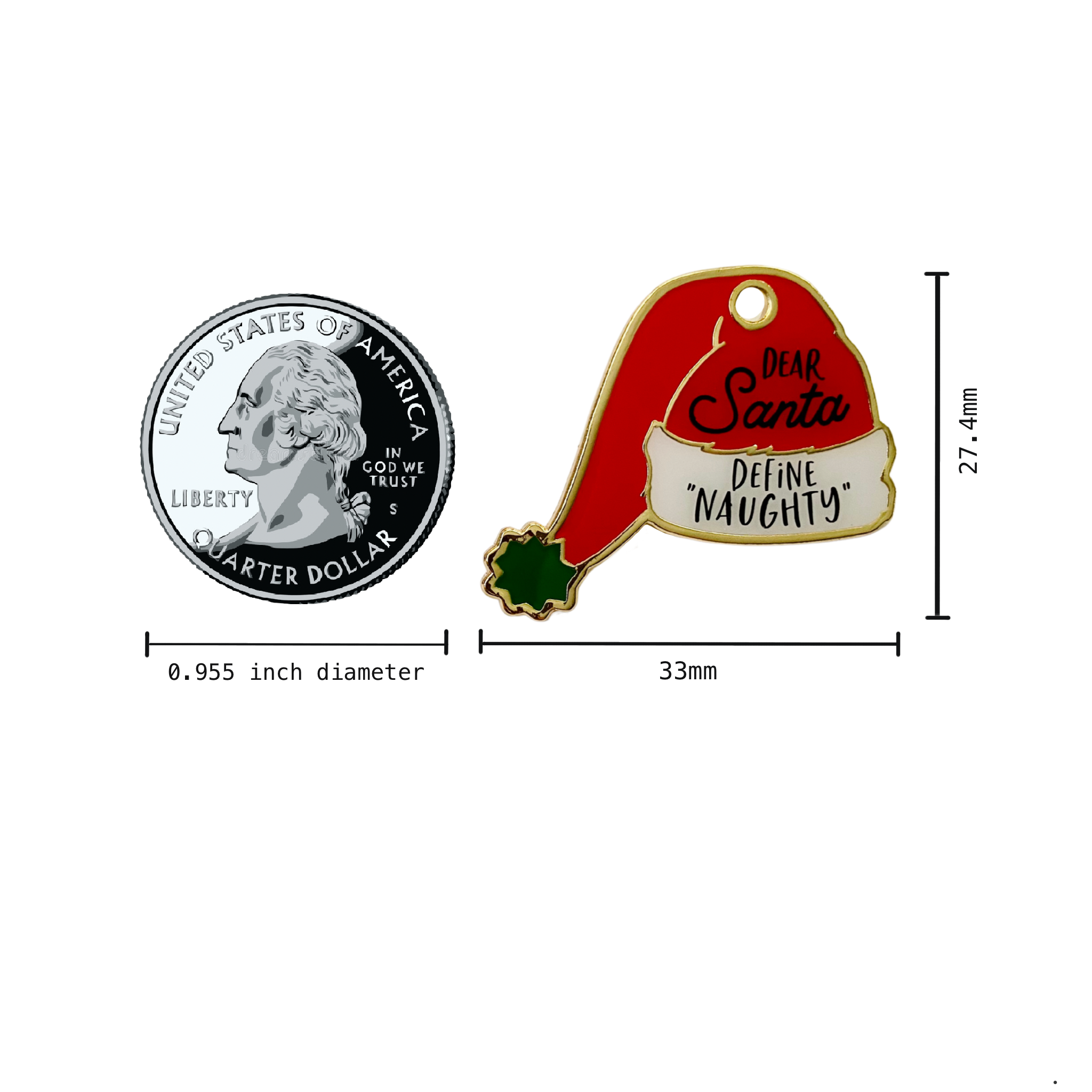 Santa Hat measures 33mm x 27.4mm